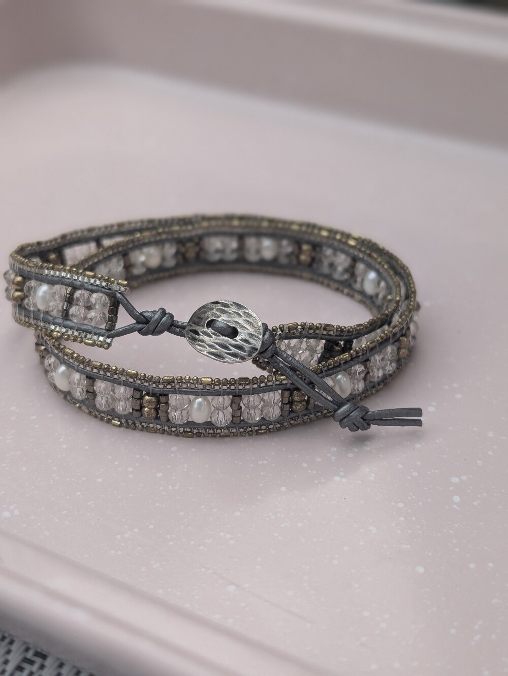 Silpada Layers Of Luxury Wrap Bracelet.  Double Wrap Button Closure.  Like New